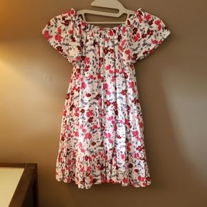 Girls pink and blue crepe floral dress